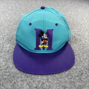 Vintage 90s Mickey Mouse Unlimited Colorblock Embroidered Disney Snapback Hat